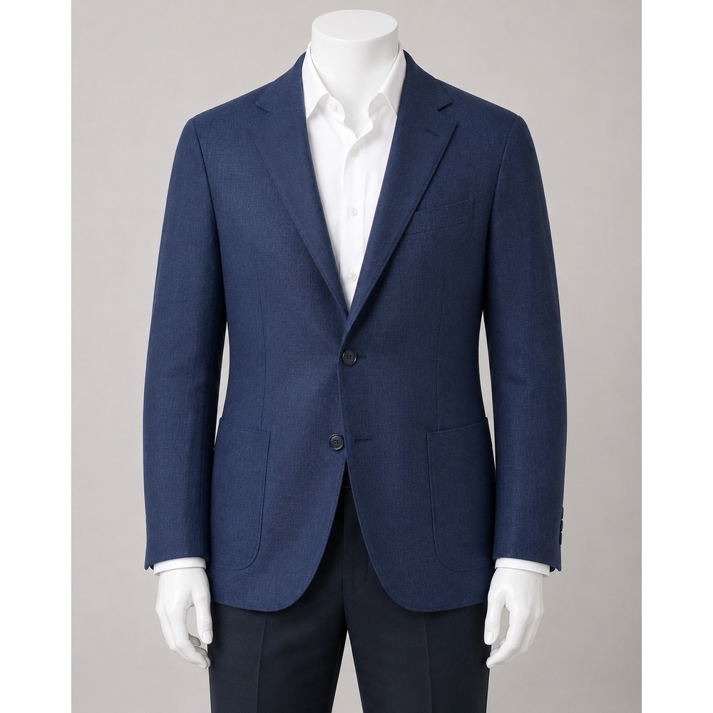 Jack Victor Sport Coat Mens 42R Blue Wool Bamboo Silk Blazer Office Professional